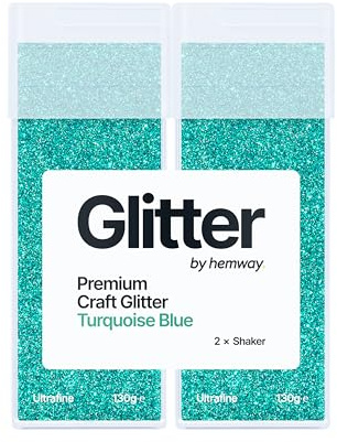 Hemway Craft Glitter Shaker Turquoise Blue 130g x2 Pack Ultrafine