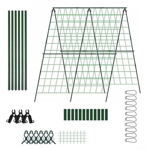 Kit de treillis de concombre de jardin de 122 x 122 cm, cadre en A, treillis pliable pour plantes grimpantes, support de support pour parterre surélevé, fleurs