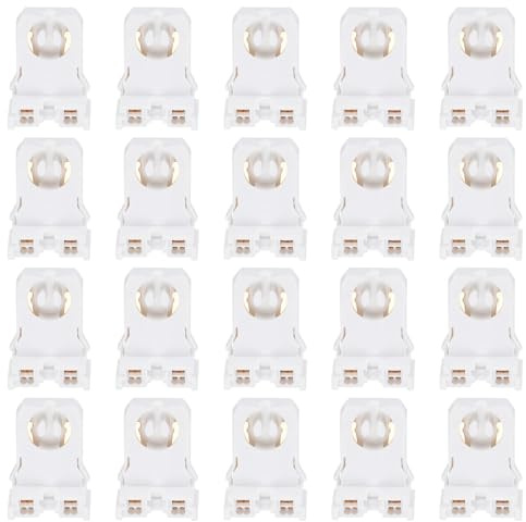 PATIKIL T8 Lamp Holder, 50pcs Non-shunted Tombstone Light Socket G13 Base for LED Integrated Fluorescent Tube Replacements, White