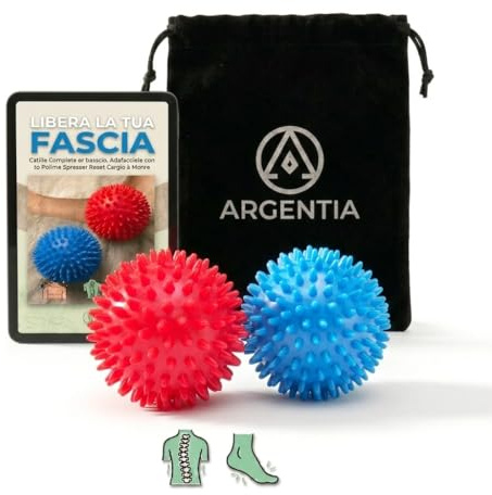 ARGENTIA Set 2 Palline Massaggio Piedi Antiscivolo Semirigide, Pallina Massaggiatore Muscolare Tutto il Corpo