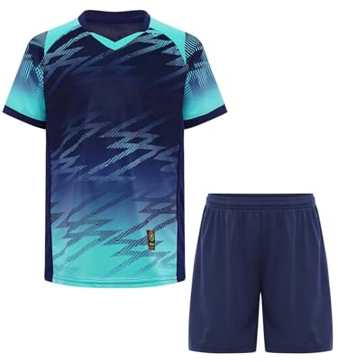 RUNQHUI Ensemble Football Enfant Maillot Foot avec Short Survêtement Sport Eté Tenue Foot 5-16 Ans