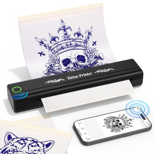 YOHOOLYO Thermocopieur Tatouage Bluetooth Imprimante Stencil Tatouage Machine Transfert pour Artistes et Débutants avec 10 Feuilles de Papier Transfert