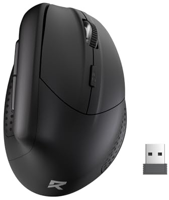 Redragon BM-4033 - Ratón vertical ergonómico inalámbrico (conexión de 2,4 GHz, 5 niveles de ppp hasta 4000, modo de ahorro de energía para ordenador portátil, ordenador de sobremesa, color negro)