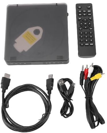 Topiky Mini Lecteur DVD HDMI, Mini Petit Lecteur DVD Qui Lit Toutes Les Régions avec Télécommande, Sortie AV, pour écran de Projecteur TV, CD pour Système Stéréo