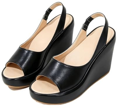 Plate-forme for femmesSandales PeepToe Sandales à talons bas RespirantPU BackStrap PlusTaille CasualSandales ÉtéPlatSandales ModeRobeSandales SlipOn