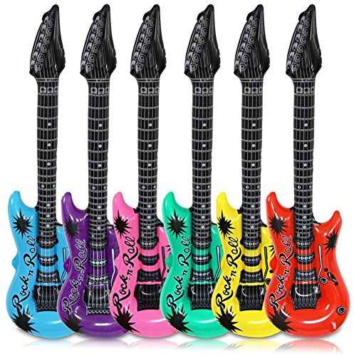 Schramm® 6 Pezzi Air Guitars colorato 100cm in 6 Colori Air Guitar Air Guitar Gonfiabile 6-Pack