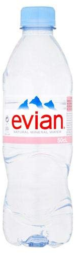 Evian Natural Mineral Water Bottles, 500 ml, Pack of 2, 48-Count