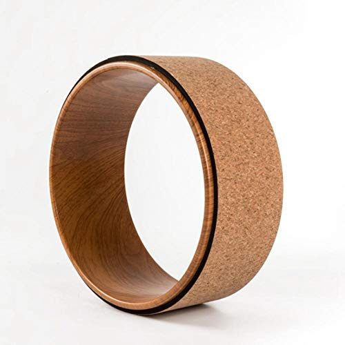 LIUJUAN Cork Yoga Wheel 33cm Diameter - Wood Color - Professional Pilates & Yoga Support Wheel