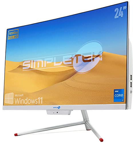 SIMPLETEK - All in One dator 24 Böjd FHD Core i7 upp 3,9 GHz Windows 11 Pro | 16GB SSD RAM 2TB | Curved Desktop PC