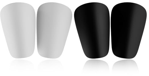 CLOPAE Mini espinilleras para fútbol, Mini Football Shin Pads, espinilleras de 8 x 5 cm para niños de fútbol, espinilleras pequeñas para niños y niñas (negro y blanco)