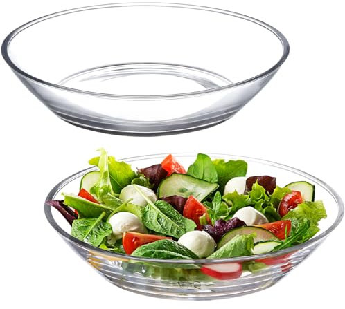 NUTRIUPS 7.48in Glass Dinner Plate - 19cm Clear Glass Pasta and Salad Plates