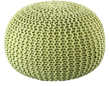 Amago home Premium Sitzhocker Pouf ø 45cm Strickpouf Indoor u. Outdoor - pflegeleicht & nachhaltig Farbe apfelgrün - Lettuce Green