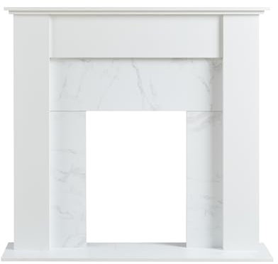 FlameKo 43’’ Mantel Surround for Verona Insert Suitable for all 16” Electric Fireplace Inserts, Multiple Colours Available (White and White)