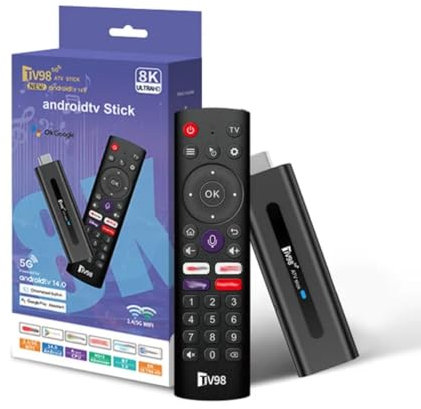 Generic Android TV Stick 4K, Black, Wi-Fi, Bluetooth, HDMI, 4K HDR, Voice Control