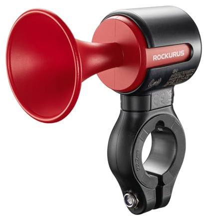 ROCKBROS Fahrradklingel Elektronisch Klingel 120dB Laut, Fahrrad Alarmanlage Kompatibel mit Find My, Diebstahlschutz Fahrradglocke Hupe, IPX5 Wasserdicht für Rennrad & MTB 22,2mm 25,4mm Lenker Rot