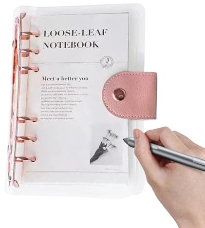 Trveqhk A6 Binder - Transparent 6 ring Budgeting Planner - Yearly Notepad for Workout Exercise Travel Study Birthday Home Offices Mental Reading Vacation Habit