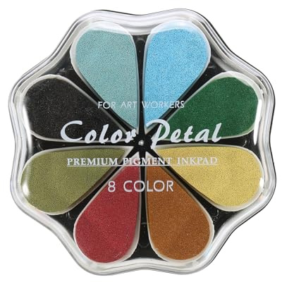 sourcing map Petal Ink Pad, 4.3 Inch Washable Stamps Pad for Hand Footprint, Rubber Stamps, Scrapbooking, Art Crafts Making, Deep Forest