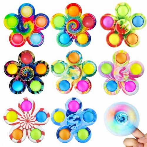 MLPKOI 8 Piezas Pop Fidget Spinner Juguetes, Juguete Sensorial Multicolor, Fidget Toy, Antiestrés y Ansiedad, Regalo de Cumpleaños, Fiesta, Aula, Regalo de Relleno para Niños y Adultos