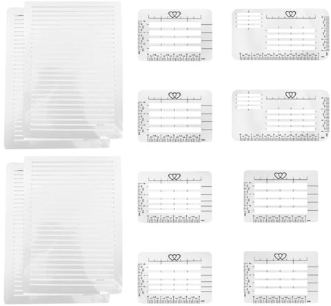 MOBUTOFU Gabarits de Dessin Format de Carte Guide en Plastique Beige 12 Pièces Règle de Dessin Précise et Résistante pour Calligraphie pour Lettrage sur Papier et Journaling