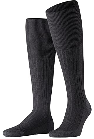 FALKE Bristol Pure M Kh laine unies 1 paire, Chaussettes longues Homme, Gris Anthracite Melange 3080, 41-42