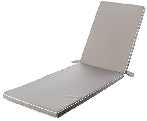 LOLAhome Cojín de Exterior para Tumbona Gris de poliéster con Tratamiento hidrófugo de 190x55 cm