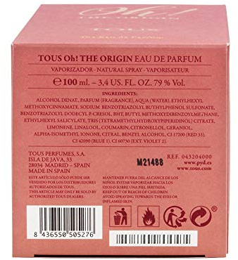 Tous OH! The Origin, Eau de Parfum für Frauen, moschusartiger Blumenduft, 100ml Zerstäuber