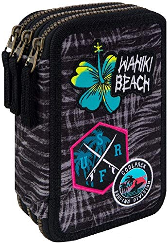 Goldkids COOLPACK XXL Federtasche Federmappe Federmäppchen 44-teilig mit Aufnäher gefüllte Schüleretui 3-stöckig 20 x 13,5 x 7 cm inkl. Füller Patronen