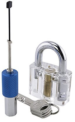 Loboo Idea Outil de serrurier avec retenue de disque et cadenas à lame transparente - Disque civil transparent avec ensemble d'outils de crochetage de serrure