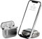 AirStand - AirPods Pro Case Cover mit unsichtbarem Telefonständer, kompatibel mit AirPods Pro, voller Schutz TPU & PC stoßfestes Gehäuse mit Schlüsselanhänger Karabiner (Silber)