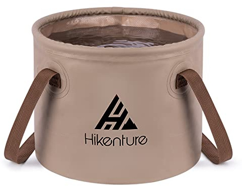HIKENTURE Ciotola pieghevole per esterni, 10 l/20 l, secchio pieghevole da campeggio, in tessuto telone durevole, come ciotola per il lavaggio, lavello, secchio per la pesca per raffreddamenti (cachi)