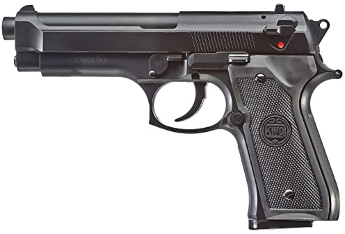 2EAGLE Pistolet à Billes Airsoft M92-Modèle à Ressort-rechargement Manuel/Coup par Coup-Couleur : Noir-matière: Plastique Haute résistance-Puissance 0.5 Joule 215mm