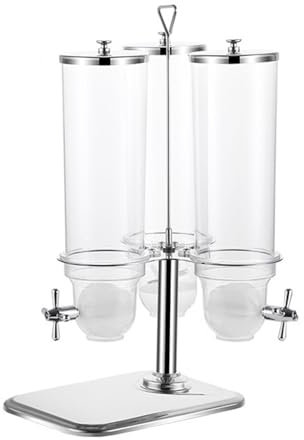 Dispensador Rotativo de Alimentos Secos, Recipiente de Almacenamiento de Cereales de Encimera Doble/Triple Cubo PC Base Acero Inoxidable para Frutos Secos, Legumbres, Caramelos, Aperitivos(10.5L)