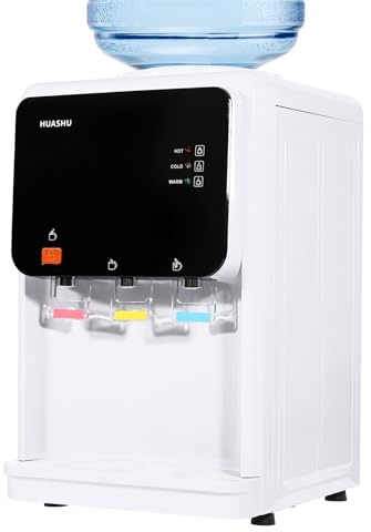 Distributore di acqua calda e fredda a 3 temperature, con riscaldamento rapido da 500 W, 75 W, sistema di raffreddamento per bambini 304, serbatoio in acciaio inox per casa, ufficio, bianco, 31 x 30 x