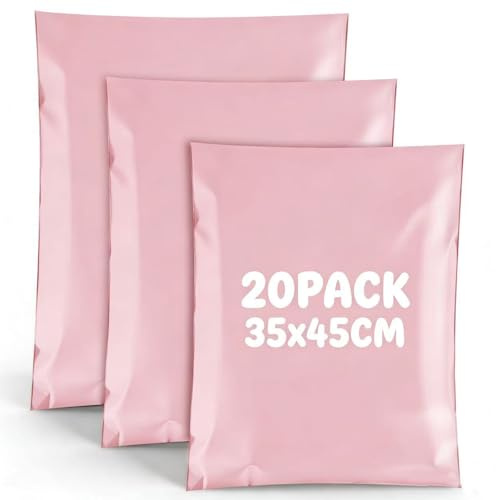 UIUIUI-SONG 20 sacchetti per spedizioni in plastica, 35 x 45 cm, impermeabili, per spedizioni di vestiti, autoadesivi, per Vinted e altre piccole imprese, colore: rosa