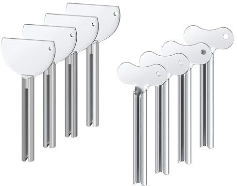 8 Stück Tubenausdrücker, Tubenquetscher Edelstahl, Tube Squeezer, Tubenaufroller Tubenpresse, Toothpaste Squeezer, Effiziente Tubenentleerung für Alle Tube Zahnpasta Haarfärbemittel Pigmente
