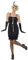 Smiffys Flapper Kostüm, Schwarz, mit kurzem Kleid, Kopfschmuck & Handschuhen