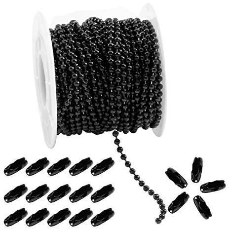 Tiparts Kugelketten mit 20 passenden Verbindungsstücken aus Edelstahl (2,4 mm Kugelketten + 20 Verbindungsstücke) Schwarz