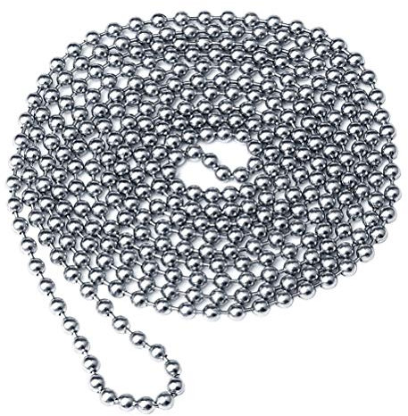 2 Meter/6.5 Feet Roller Blind Chain, 4.5mm Roller Blind Beaded Pull Chain Extension, Stainless Steel Ball Bead Chain Beaded Ball Roller Chain Silver