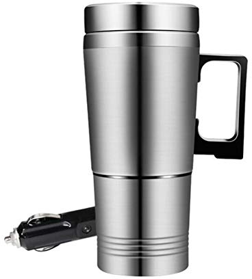 Asudaro Tasse de voyage pour chauffage de voiture, bouilloire électrique de voiture 12 / 24V, tasse à eau thermo en acier inoxydable 300ML, tasse de chauffe-eau électrique dans la voiture