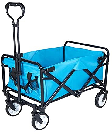 RONGJJ Klappbarer Campingwagen Zusammenklappbarer Strand-Gartenwagen, Zusammenklappbarer Dienstwagen Für Strand, Einkaufen Und Garten, Dark Blue,