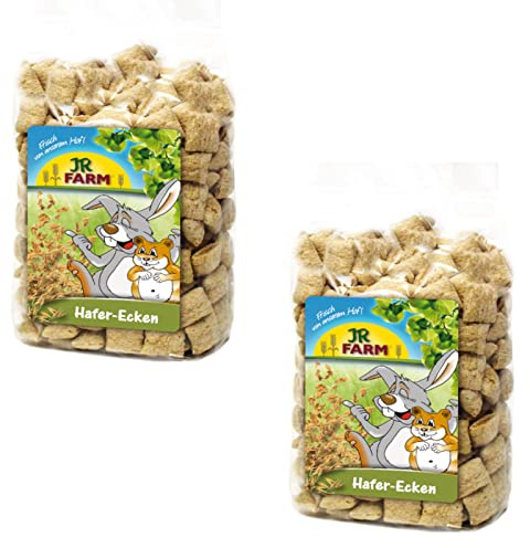 JR Farm Carrés d'Avoine | Pack Double | 2 x 100 g | Aliment complémentaire pour Lapins Nains et rongeurs | Une friandise croustillante, légère et pauvre en matières Grasses