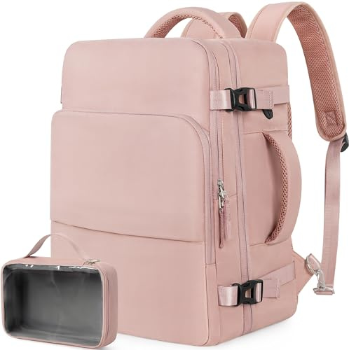 Beraliy reseryggsäck för män kvinnor flygbolag godkänd handbagage ryggsäck, 16 tums bärbar dator ryggsäck, Rosa, Large, Resa