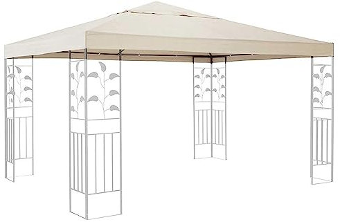 Auvent de tonnelle de Remplacement de 3 m x 3 m, Couverture de Toit de pavillon étanche, Couverture de Toit à 1 Niveau, Tissu en Polyester 300D, avec Dessus ventilé Beige