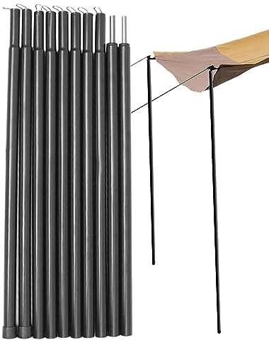 Zeltplanenstangen – Set mit 2 universellen, teleskopisch verstellbaren, lackierten Eisenrohr-Campingzelt-/Markisenstangen, Zeltzubehör, 200 m