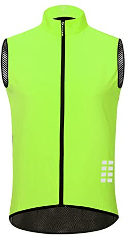 Celucke Fahrradweste Herren Winddicht Ärmellos Weste Reflektierend Radweste Stehkragen Leichte Laufweste Windabweisend Windweste Reißverschluss Reitweste Offroad Motorrad Mountainbike Windjacke