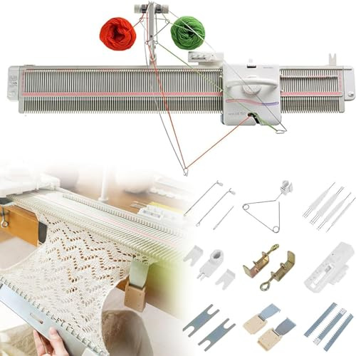 DPLXQPP Ensemble Machines à Tricoter Semi-Automatiques,Léger,Machine à Tricoter,Moyen 6,5 Mm,Ensemble Machines Tricoter avec Accessoires,Compatible avec La Plupart