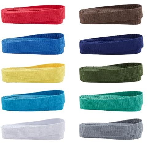 PH PandaHall 10 Colori Nastro In Cotone Da 2,54cm di Larghezza 20m Cinghia Fatto A Mano Per Esterni Maniglie Borse Cucire Tessuto Fai Da Te