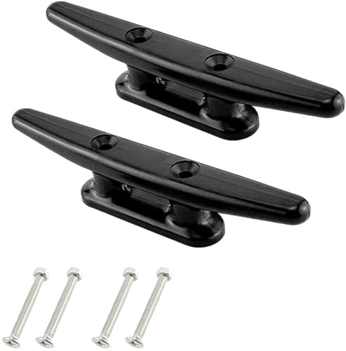 Zwenjuan Mooring Cleat,2Pcs 4 Nylon Marine Cleat,Black Closed Base Rope Cleat for Boat,Yacht, Dock,Dinghy & Kayak Accessories