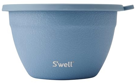 S'well Stainless Steel Salad Bowl Kit - 1.9 Litre, Desert Sky - Comes with 60ml Condiment Container and Removable Tray for Organisation - Leakproof, Easy to Clean, Dishwasher Safe