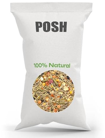 POSH Mangime per conigli, 10 kg, miscela naturale con verdure, erba medica e cereali, alimento completo per conigli nani, omega-3, vitamine e minerali